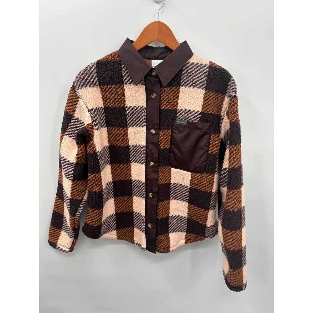 COLUMBIA West Bend Shacket Fleece Shirt Jacket in Copper Brown // S - Picture 2 of 11